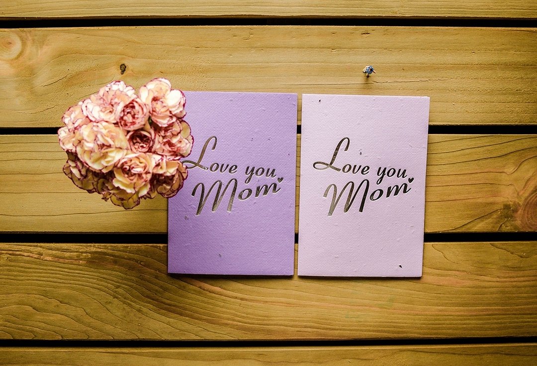 母亲节 Love you, Mom! 种子卡片 - 卡片/明信片 - 纸 紫色