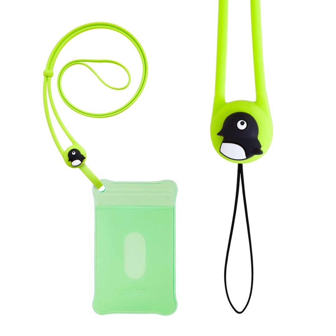 Charm Lanyard 糖心弹力颈挂绳/证件套(二用)-绿/Maru企鹅 - 证件套/卡套 - 硅胶 绿色