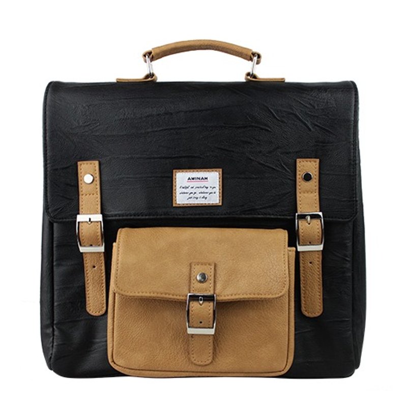 黑色正点后背包【am-0275】 - 后背包/双肩包 - 人造皮革 黑色