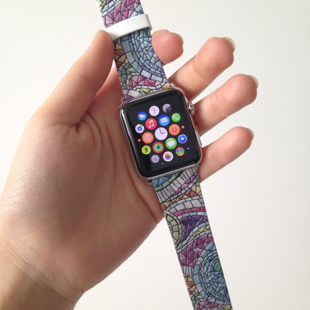 Apple Watch Series 1 - 5 教堂马赛克皮表带 38 40 42 44 mm  7 - 其他 - 真皮 