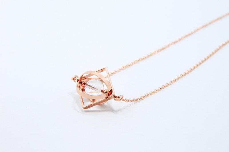 玫瑰金 黑银色 黄铜 小方形银河行星项链 - 项链 - 铜/黄铜 