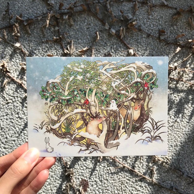 【礼物/故事插画明信片】 /驯鹿/圣诞/爱情 - 卡片/明信片 - 纸 白色