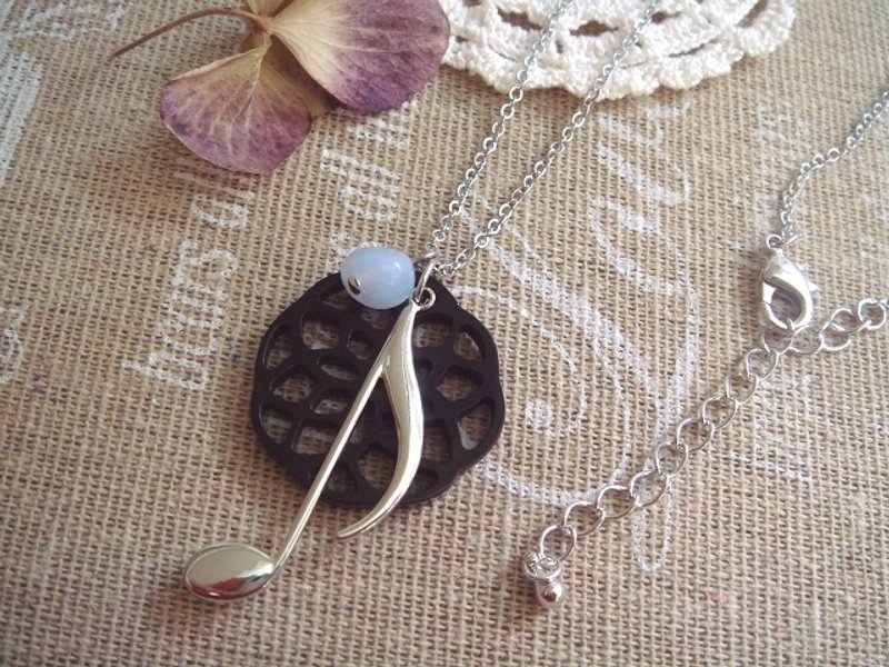 Garohands 银色乐章蓝纹网片手感中长链  A182  礼物 气质 音乐 - 项链 - 其他材质 多色