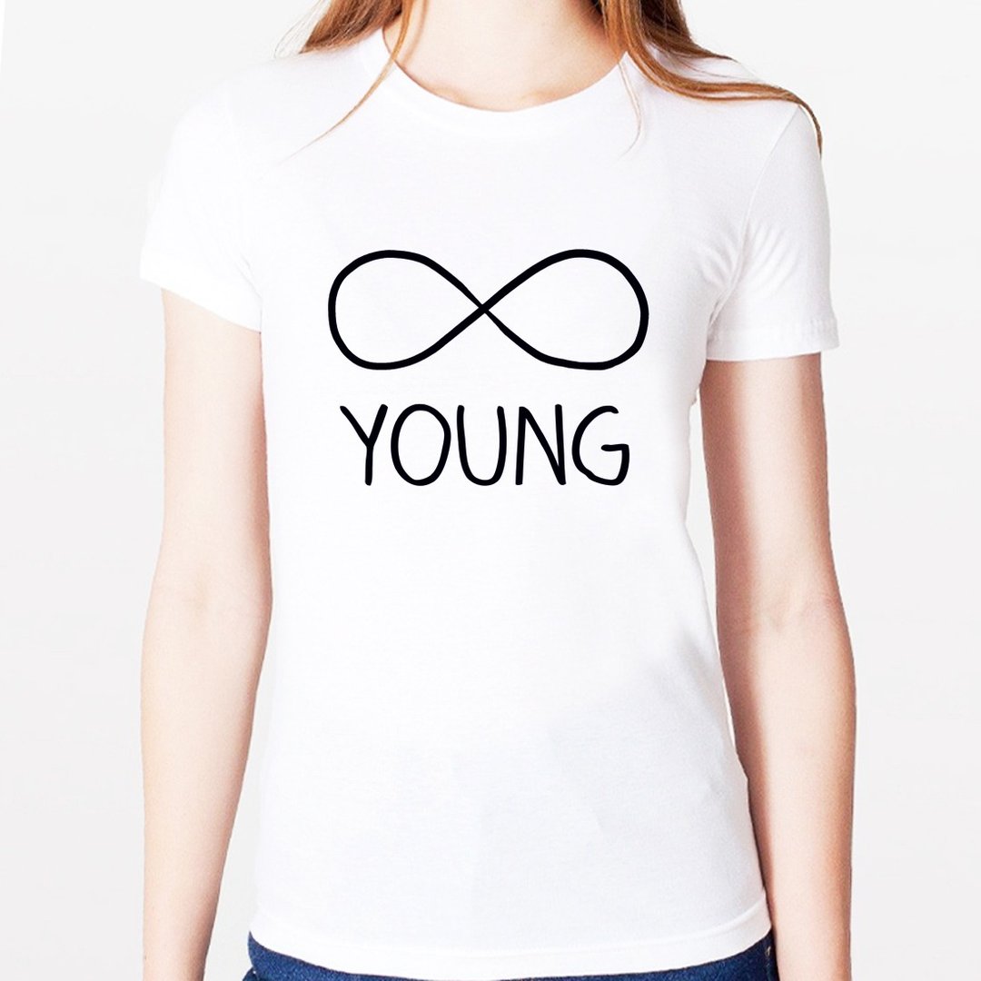 Forever Young-infinity#3女生短袖T恤-2色 永远年轻 文青 艺术 设计 时髦 文字 时尚 - 女装 T 恤 - 其他材质 多色