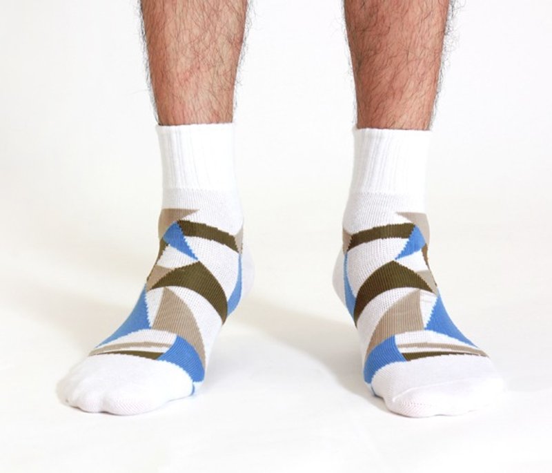 岩石1/2袜 - 袜子 - 棉．麻 白色