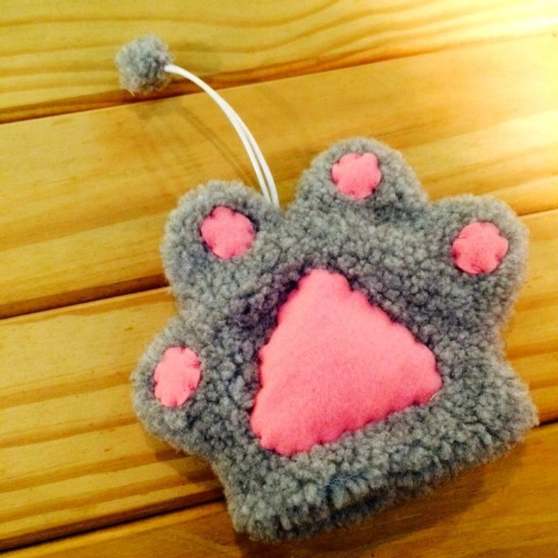 Poo Poo Cat  猫掌 钥匙包 咖啡色 - 钥匙链/钥匙包 - 其他材质 灰色