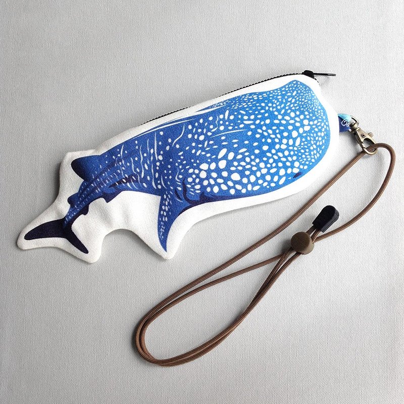 设计款WS189 - 【纯棉帆布】鲸鲨造型餐具袋 - 化妆包/杂物包 - 棉．麻 蓝色