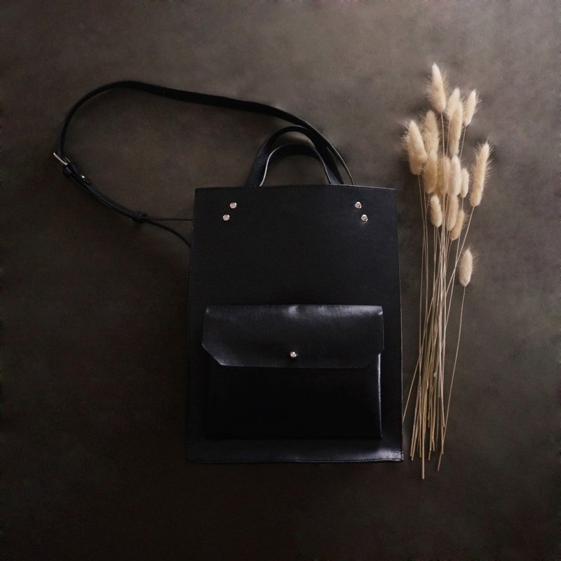 Curtis科帝斯．托特包tote．侧背包．手提包．黑色．植鞣革 / 皮革 / RRENAE Leatherware - 手提包/手提袋 - 真皮 黑色