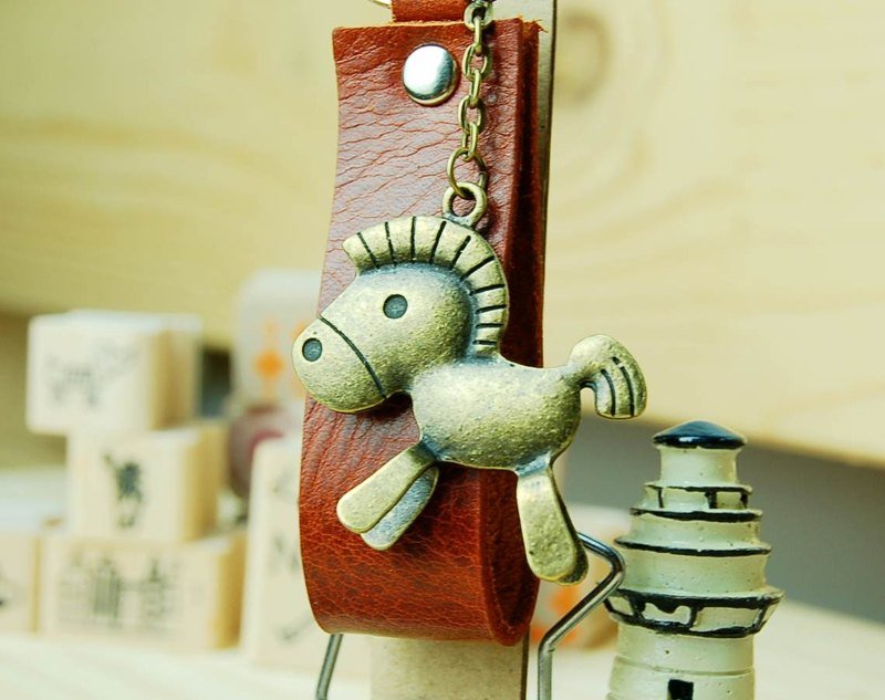 【DOZI手工皮件】皮革钥匙圈、木马造型，2014马年-马泥滚滚来 - 其他 - 真皮 咖啡色