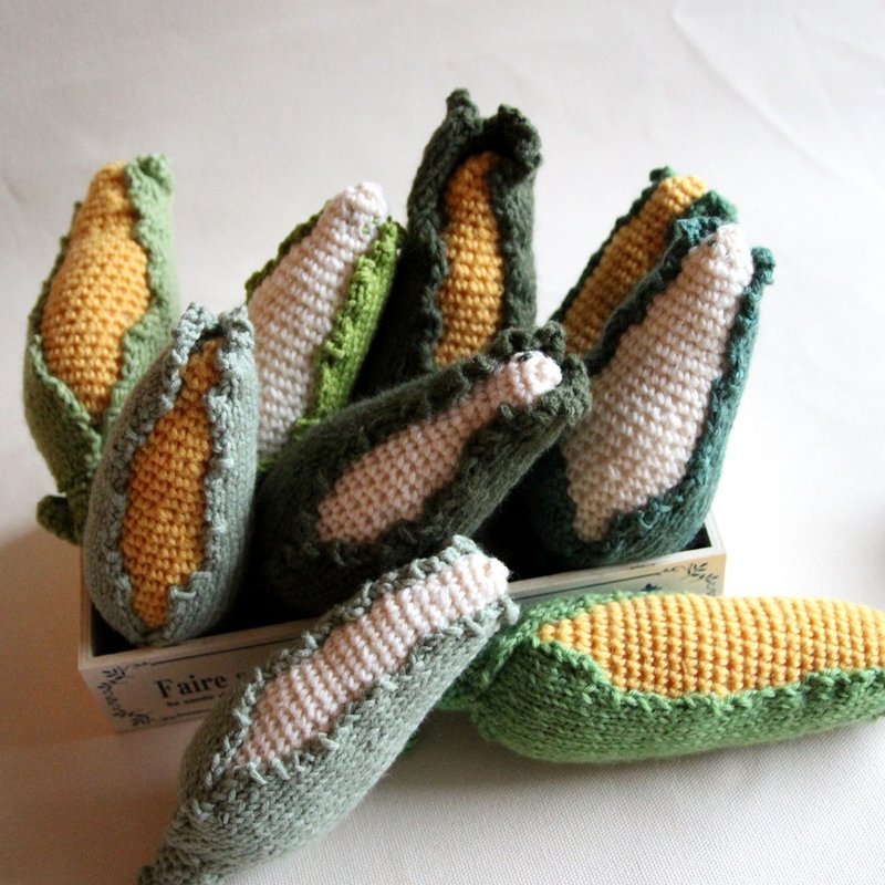 手作毛线美食 游戏玩具 餐厅布置蔬果 手工编织玉米独卖 - 玩具/玩偶 - 其他材质 黄色