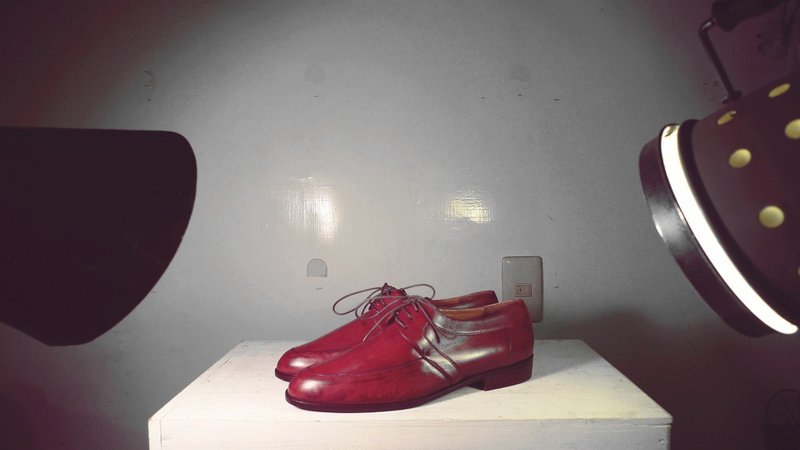 ~后菜园~古着 酒红色素面德比鞋(尺码女款38-39号可穿) - 女款牛津鞋/乐福鞋 - 真皮 红色