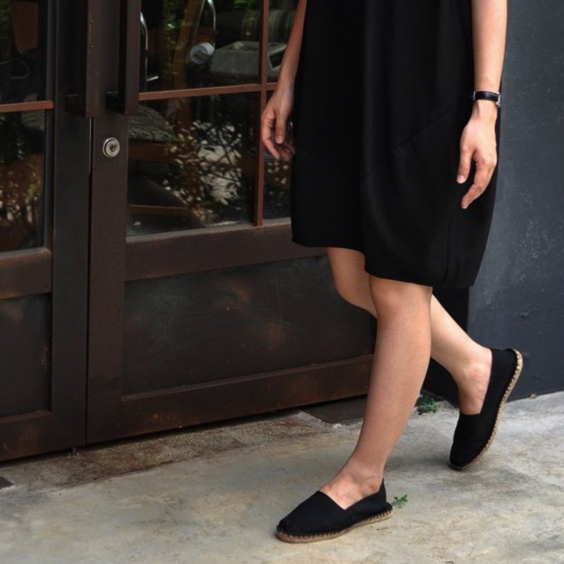 Espadrilles法国草编鞋(时尚黑) - 女款休闲鞋 - 植物．花 黑色