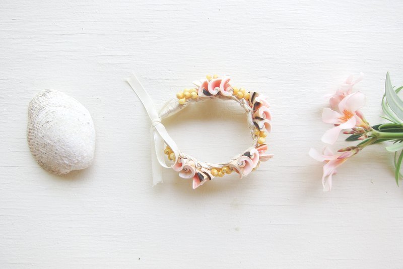 【夏威夷限定】Palekaiko 天堂鸟贝殻手环 - 手链/手环 - 宝石 红色