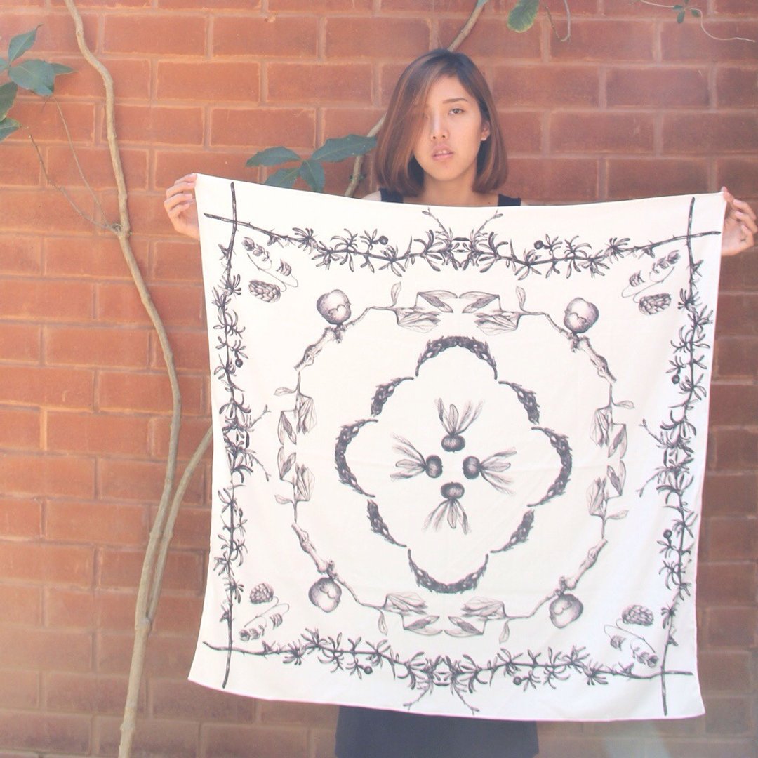 flora scarf - 丝巾 - 其他材质 白色