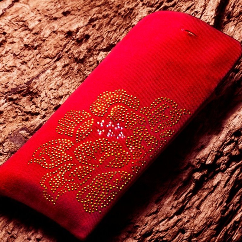 【GFSD】水钻精品-奥地利水钻饰扣开运万用红包袋-【金灿牡丹】 - 红包/春联 - 其他材质 红色