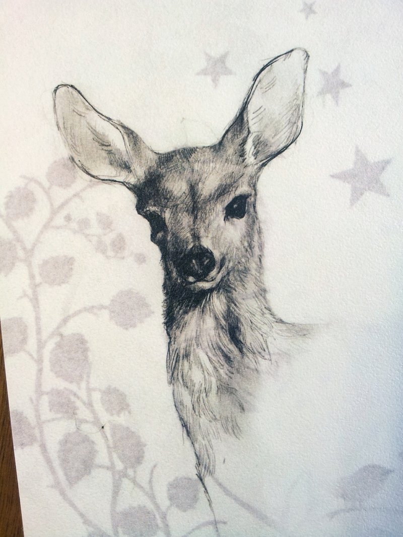 鹿儿 明信片 - 卡片/明信片 - 纸 黑色