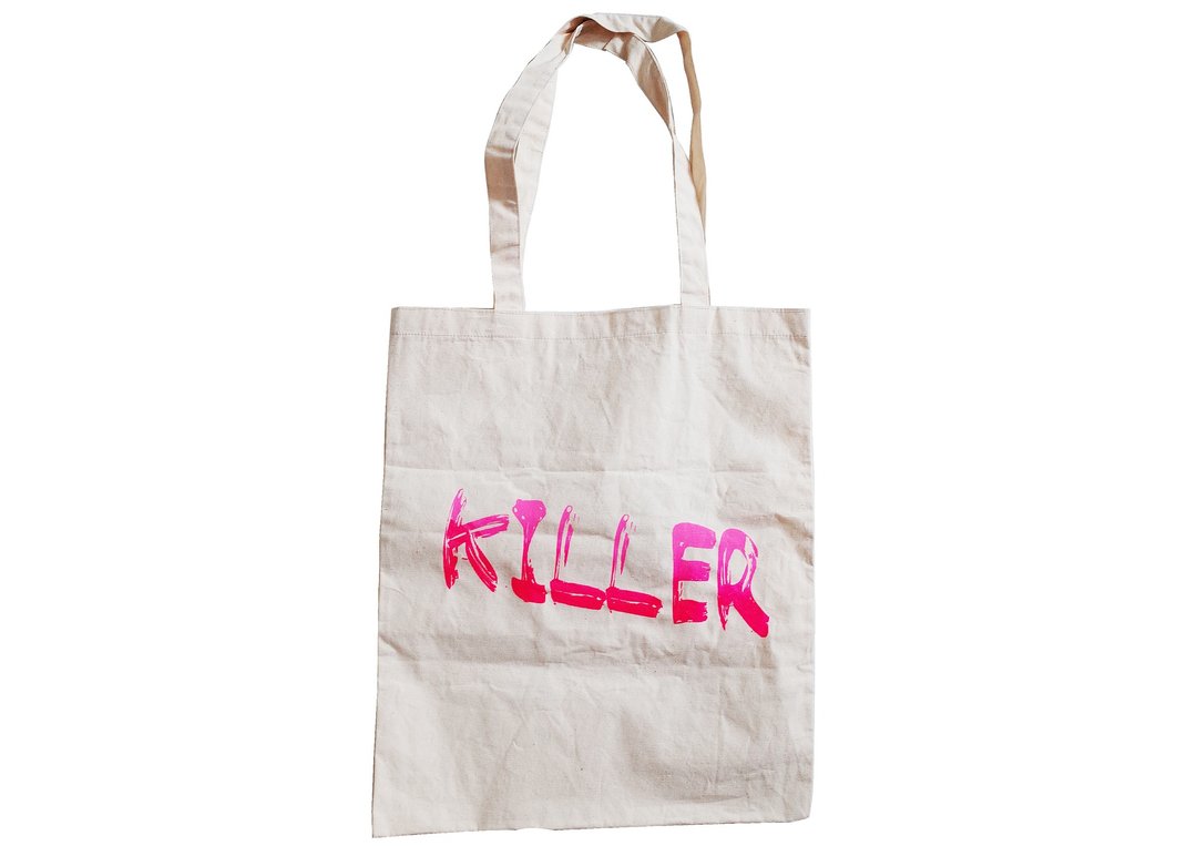 【隐性/显性】::手工::布袋::‘KILLER.’/购物袋/书包/随身包/文青/类帆布/礼物/肩背/A3大小 - 侧背包/斜挎包 - 棉 卡其色