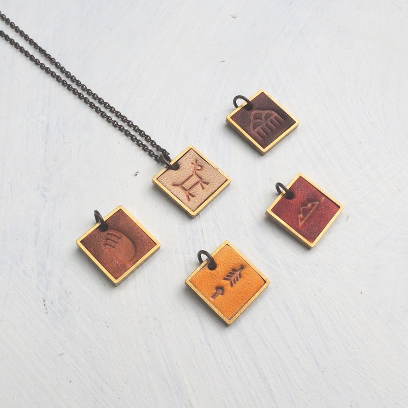 Message -印第安图腾色票定制化项链 - 项链 - 真皮 多色