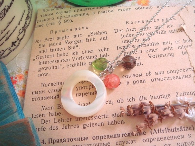 Garohands 贝壳甜甜圈白/茶水晶小绿叶手感中长链  A241 / A242 - 项链 - 其他材质 多色