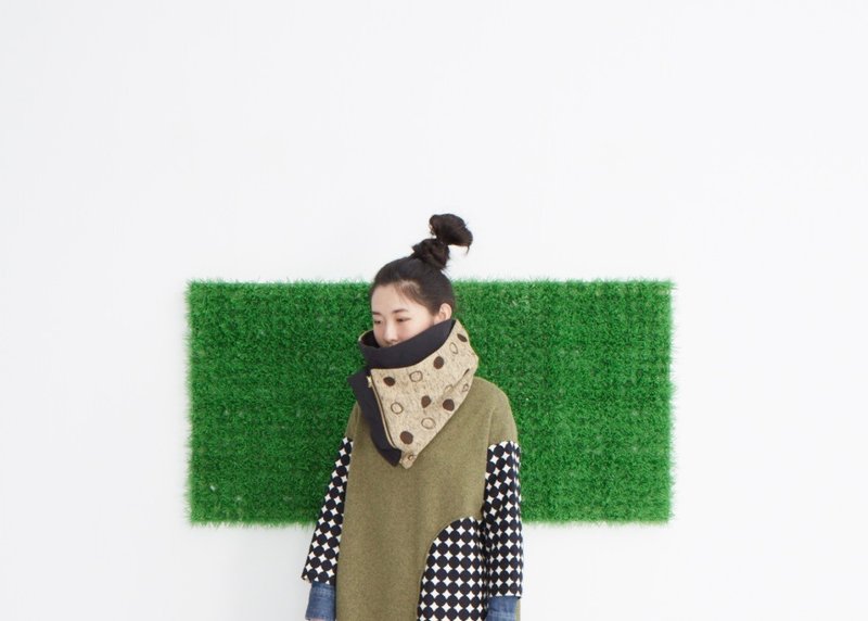 拉链围巾＿米色系 - 丝巾 - 其他材质 金色