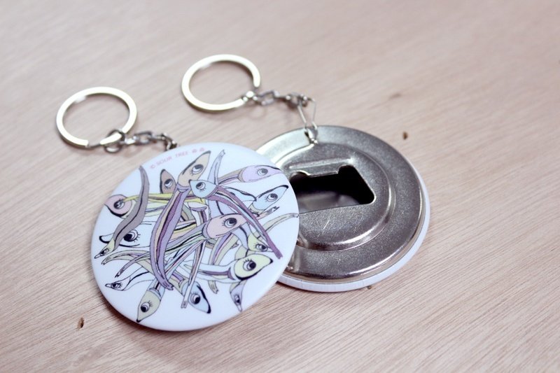 下酒菜开瓶器钥匙圈 / 鱼ㄦ鱼ㄦ小鱼干 - 餐刀/叉/匙组合 - 其他材质 紫色