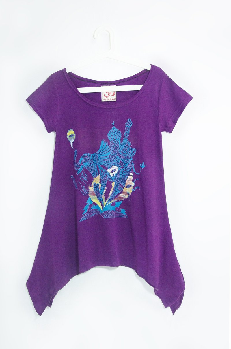 /七夕情人节礼物/女装手感伞状长版上衣 - 印度大象 ( 仅存一件 ) - 女装上衣 - 其他材质 紫色