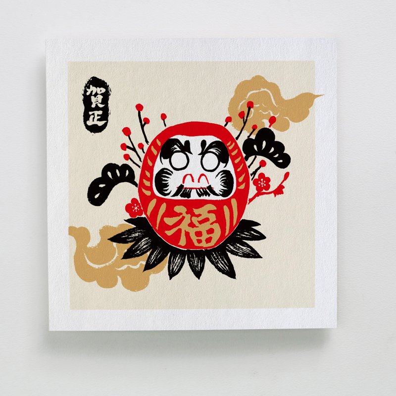 印傻子 贺岁贺卡 - 祈愿不倒翁 by 做作的Daphne - A004AB003 - 卡片/明信片 - 纸 