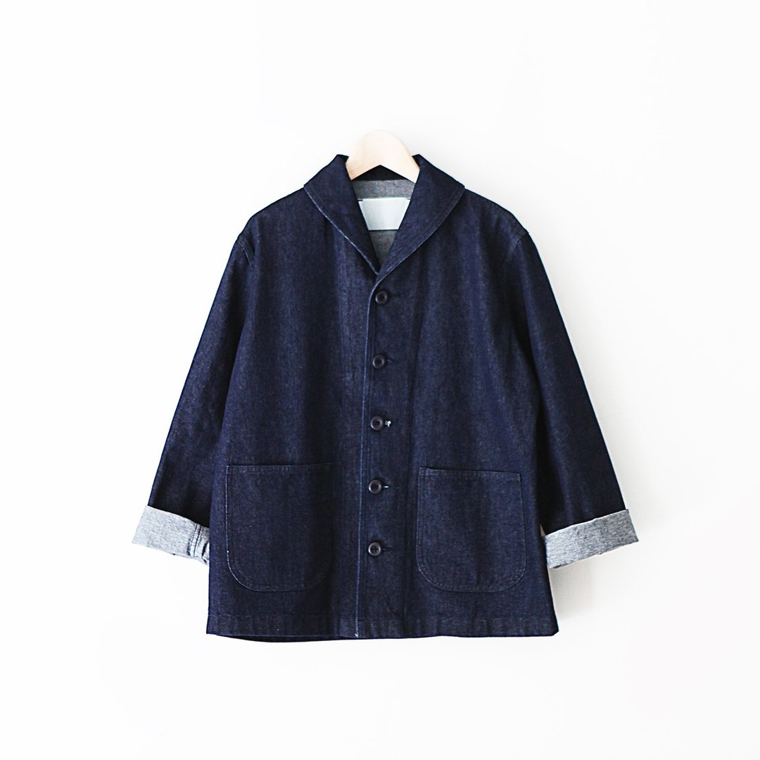 A ROOM MODEL MADE，CJ-3106 US Navy shawl collar jacket - 女装上衣 - 棉 蓝色