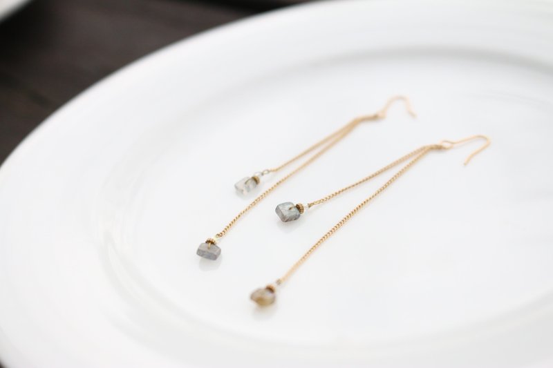 天然石 耳环（0730）上上下下 - 耳环/耳夹 - 宝石 灰色