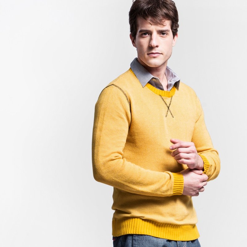 男款双色交织罩衫-铭黄 NOVI - 背带裤/连体裤 - 其他材质 黄色