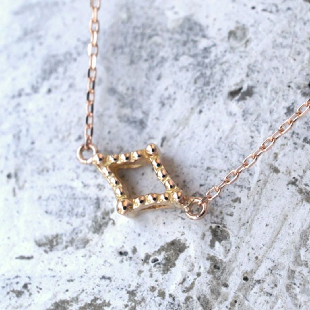 Milgrain necklace (diamond type, K18PG) - 项链 - 其他金属 金色
