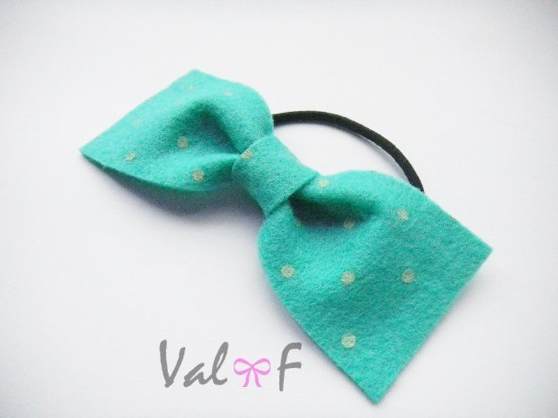 Val·F for kids 发饰  蝴蝶结  蓝绿色  橡皮筋  手创设计  点点水玉 - 发饰 - 羊毛 多色