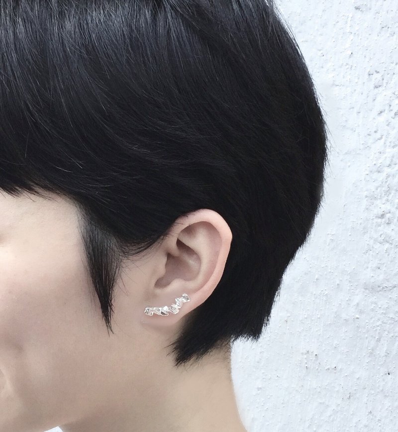 碎片耳环 Fragment Earring 风景系列 925纯银 - 耳环/耳夹 - 其他金属 银色