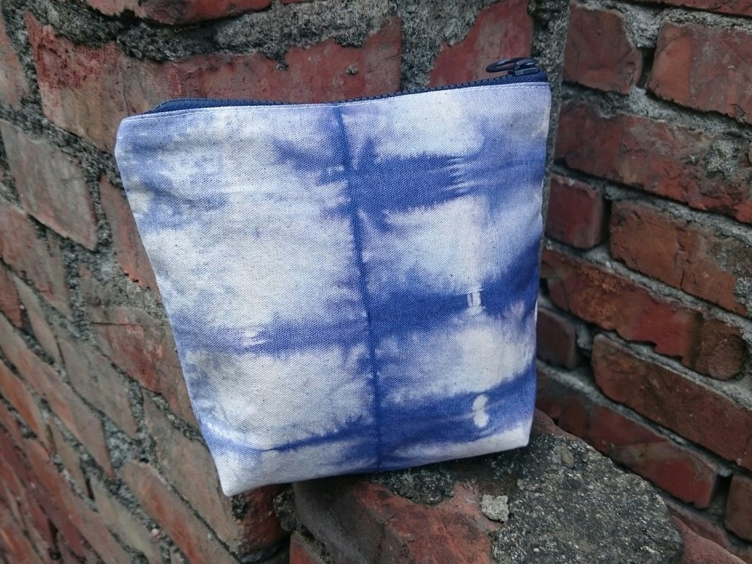 6"手染布化妆包 杂物包 个人用品 - 化妆包/杂物包 - 棉 蓝色