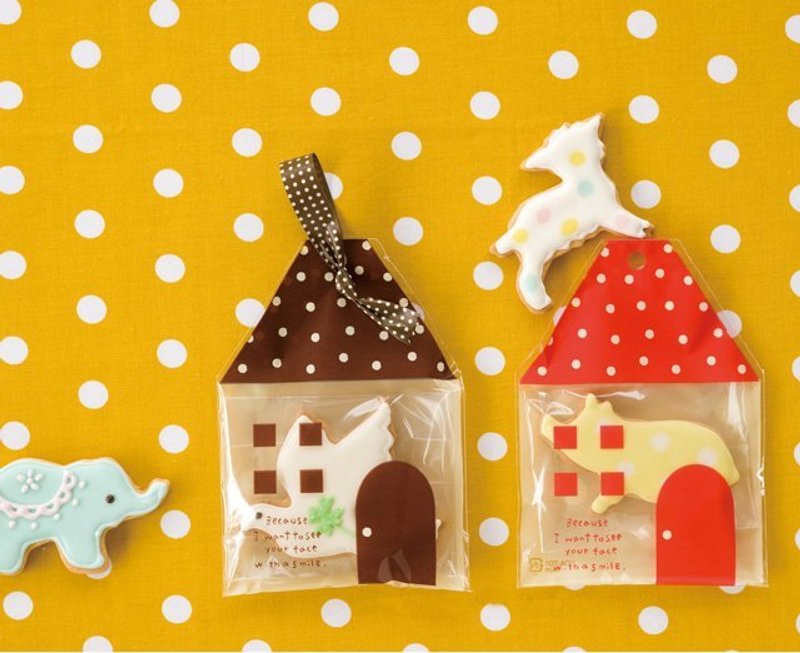 Baking life * 小房子水玉烘焙点心袋1组5个包装袋 - 蛋糕/甜点 - 新鲜食材 红色