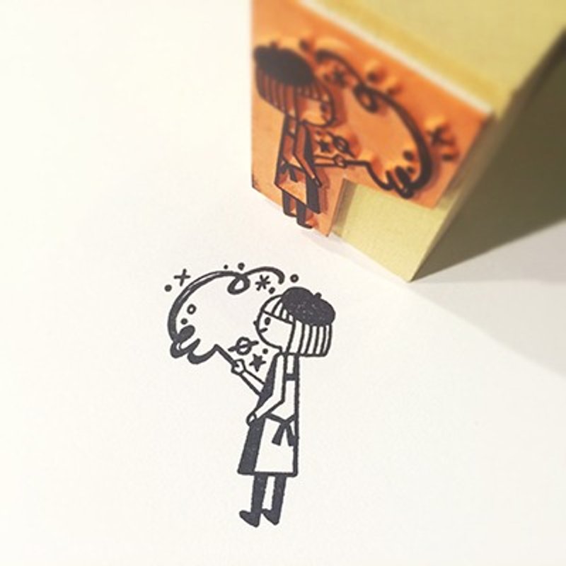  relax 数字女孩系列章    no.9 好好涂鸦 - 印章/印台 - 木头 