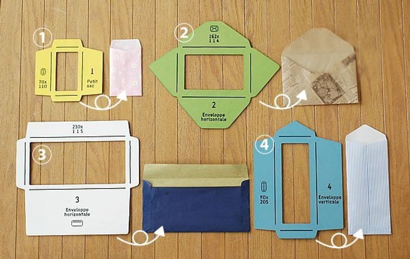 杂货zakka ✄ 手作信封木模版1组4个DIY 文房具 - 其他 - 木头 多色