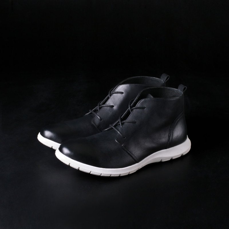 Vanger 优雅美型·运动潮流休闲沙漠靴 Va184黑 - 男款靴子 - 真皮 黑色