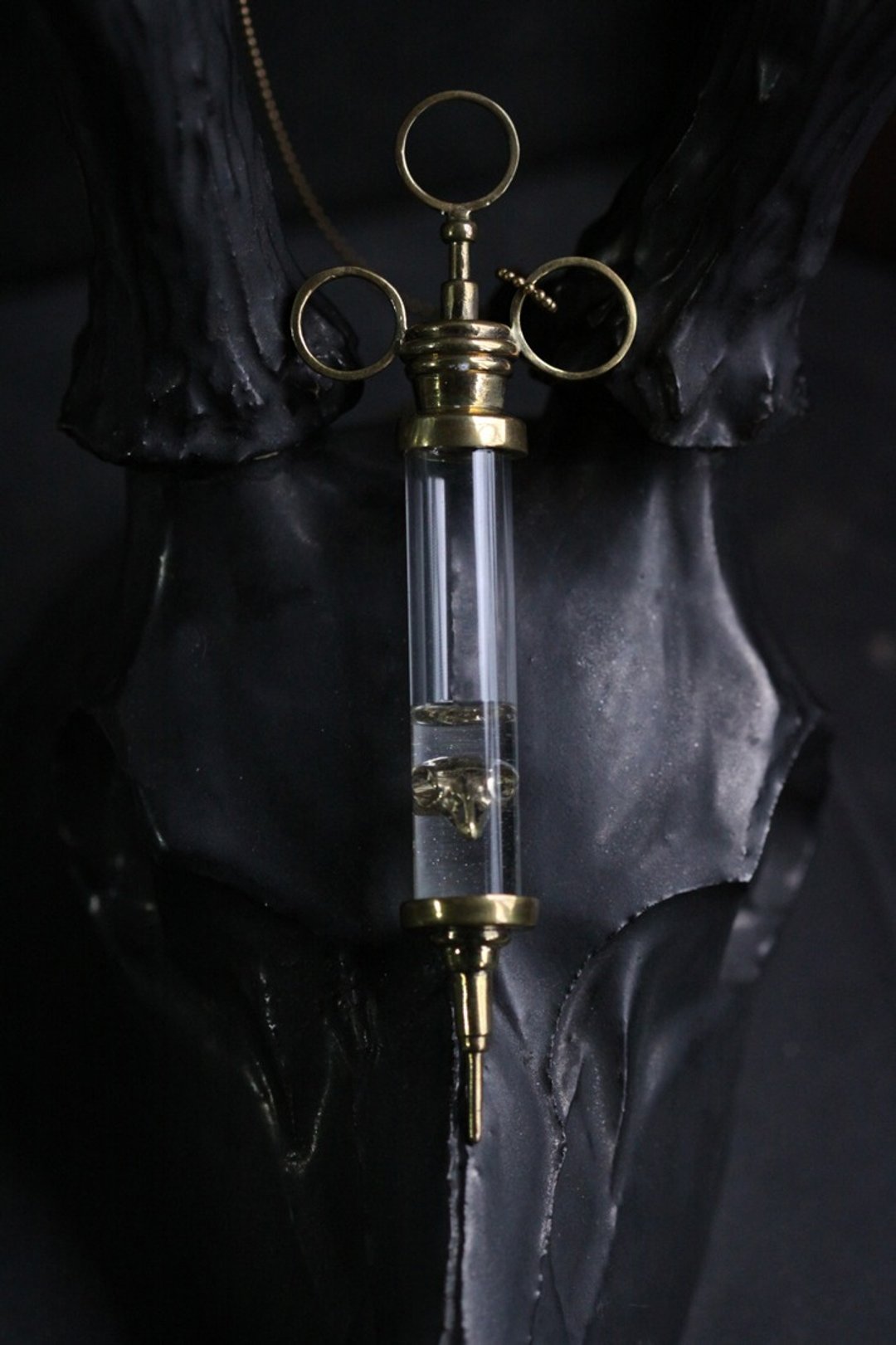 Syringe with Bird Skull Necklace by Defy. - 项链 - 其他金属 