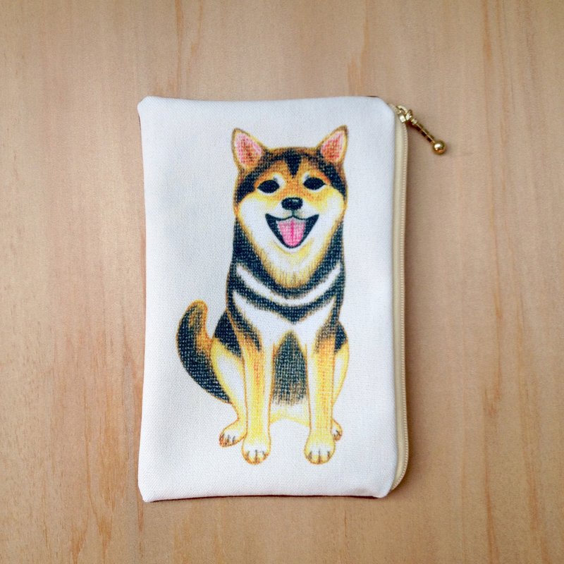 【柴犬】の收纳包。笔袋。化妆包。小物收纳 - 化妆包/杂物包 - 其他材质 咖啡色