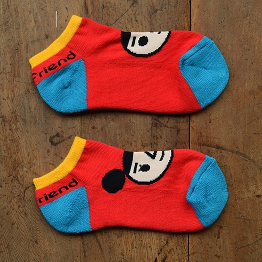 【BestFriend】Classic Knit Socks 经典人头踝袜(红) - 袜子 - 棉 红色