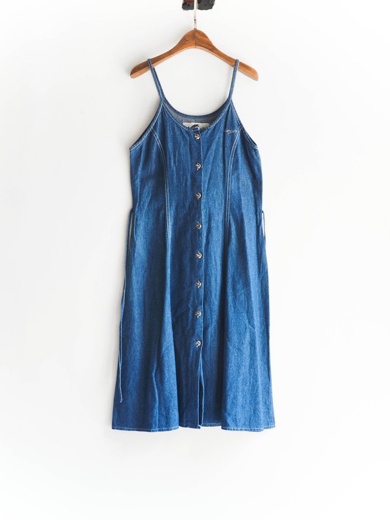 河水山 - 长崎的微蓝色天空 连身丹宁吊带短裙 中性 日本 overalls - 洋装/连衣裙 - 棉．麻 蓝色