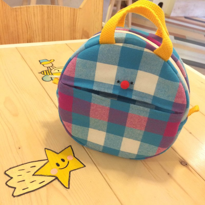 爱吃鬼圆包#12 - 侧背包/斜挎包 - 棉．麻 蓝色