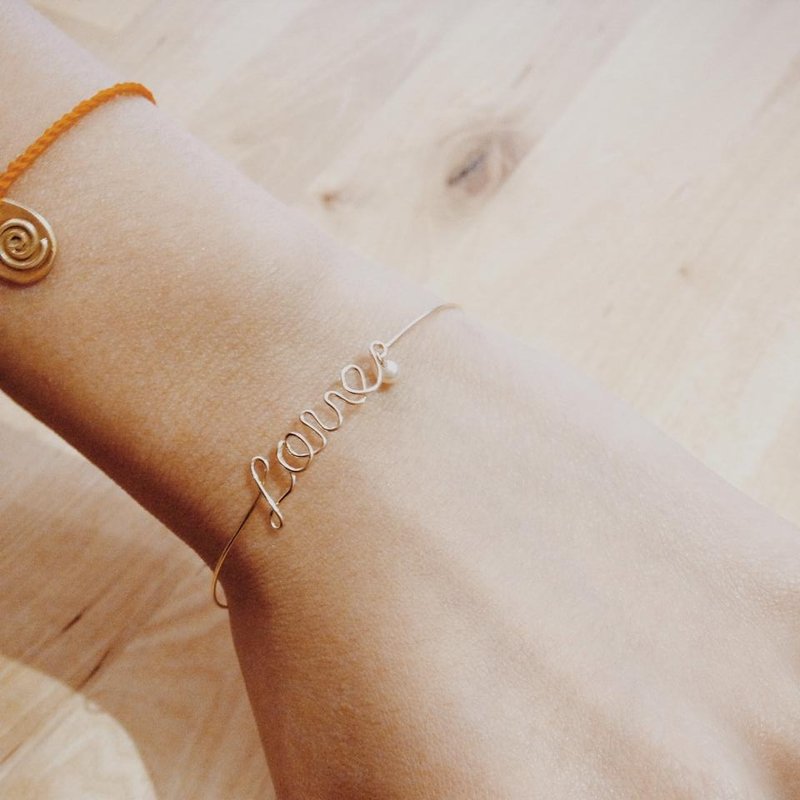 Bangle / Freshwater Pearl and 14KGF Message Bangle / LoveBg01 - 手链/手环 - 其他金属 金色