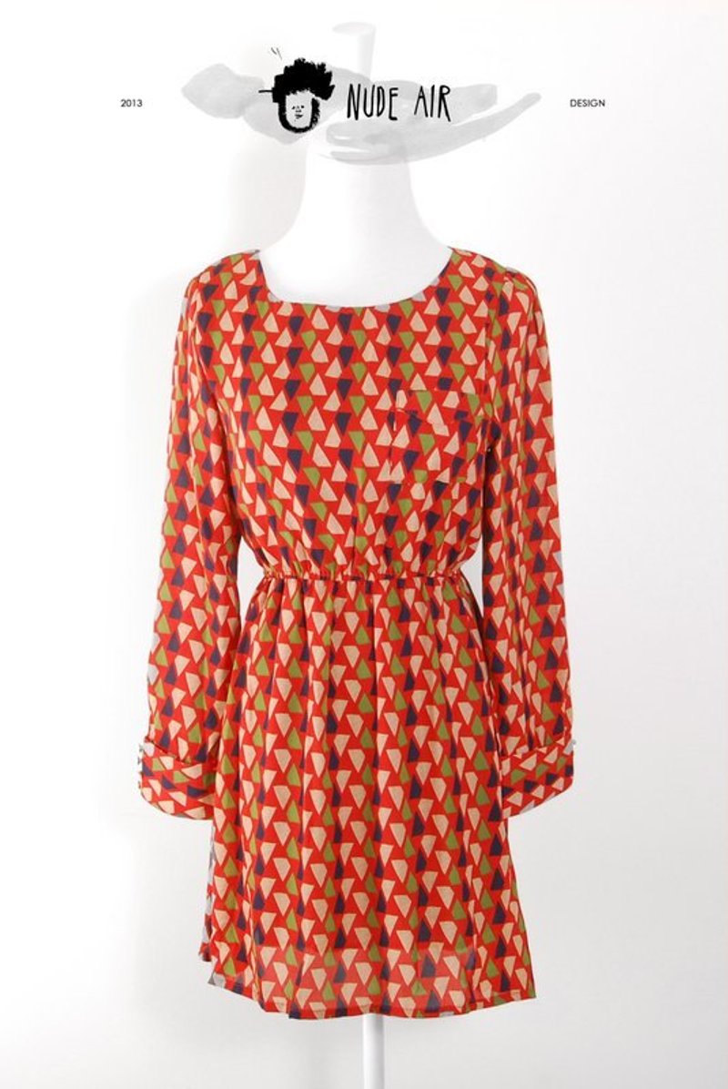 【圣诞礼物】成堆的彩色小三角洋装／最后一件 - 洋装/连衣裙 - 其他材质 红色