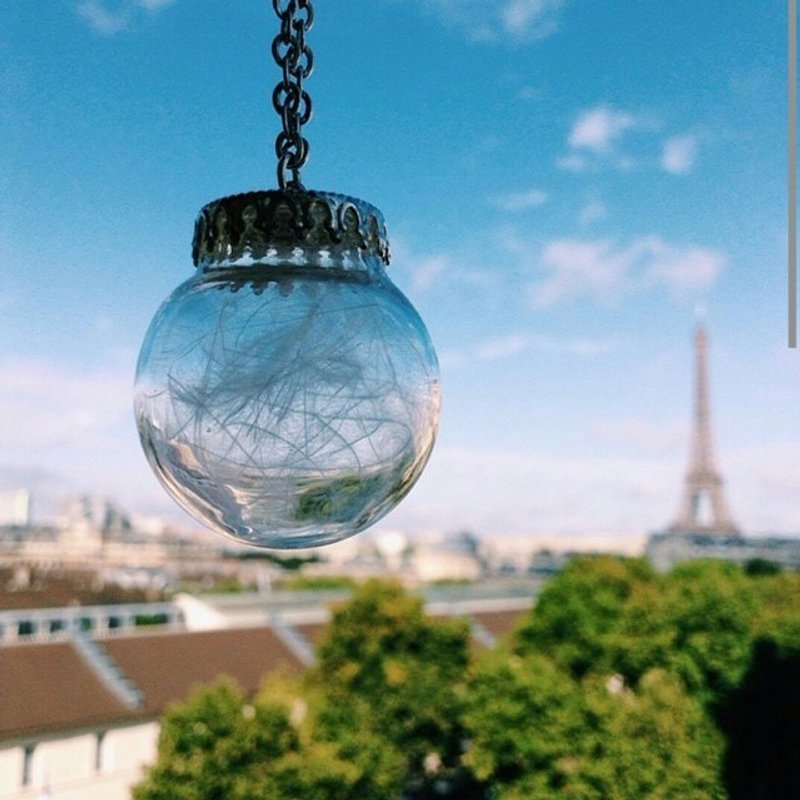 羽毛玻璃泡泡项链 - 项链 - 其他金属 白色