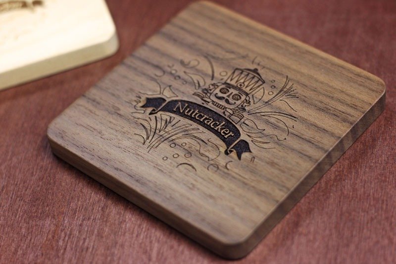 敲敲木-胡桃钳杯垫(二个一组) - 杯垫 - 木头 咖啡色