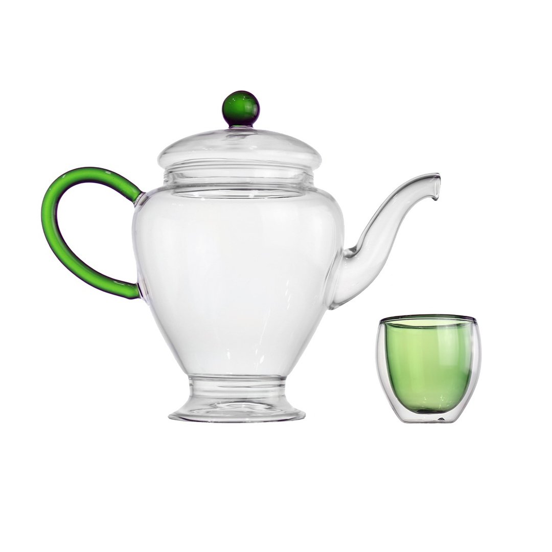 舞色系列 茶组-翠绿 - 茶具/茶杯 - 玻璃 绿色