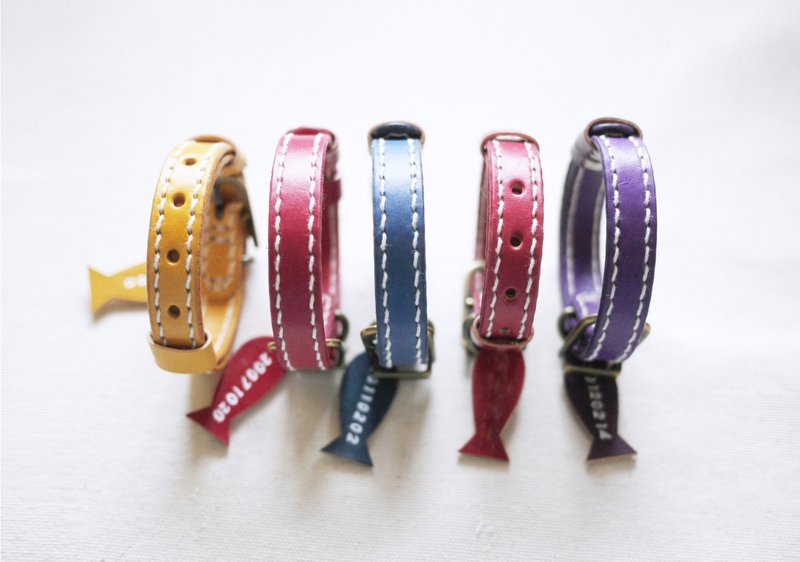 猫咪项圈 尺寸S   防走失 双层  免费打印名字 电话 回购热卖 - 项圈/牵绳 - 真皮 多色