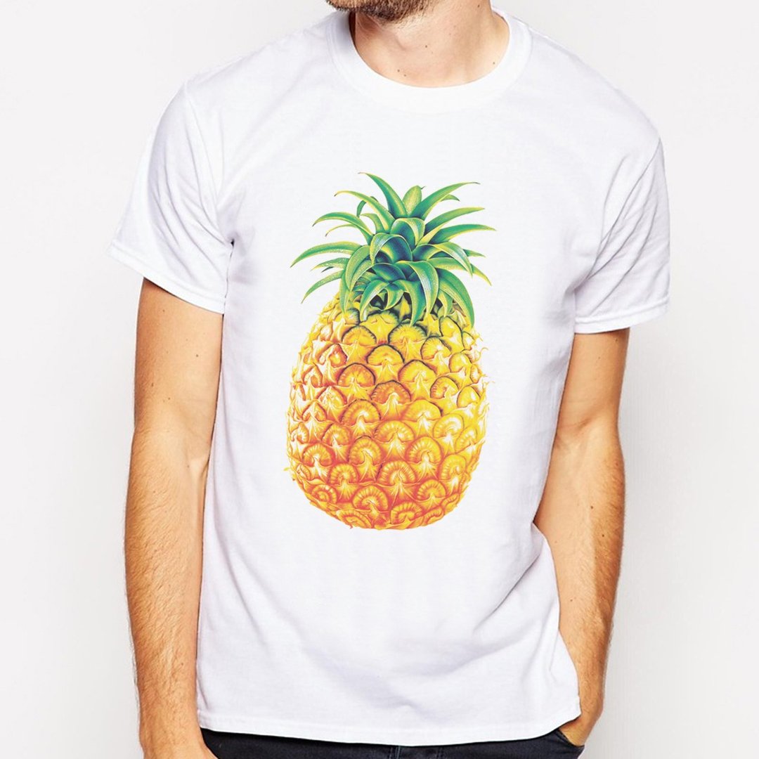 Pineapple短袖T恤-白色 凤梨 水果 夏天 海洋 文青 艺术 设计 时髦 文创 时尚 - 男装上衣/T 恤 - 纸 白色